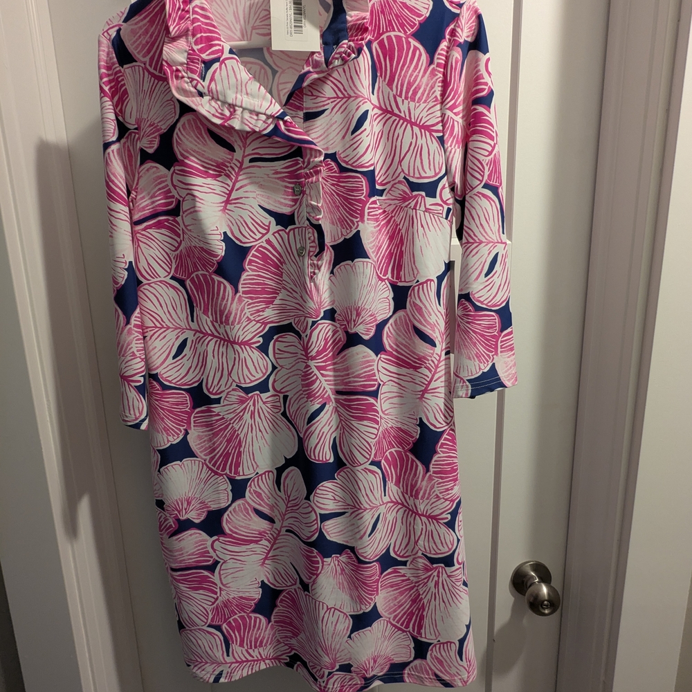 Aryeh Pink and Blue Floral Midi Dress